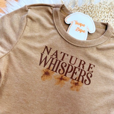 Conj. Blusa Nature Whispers e Short - Marrom e Areia